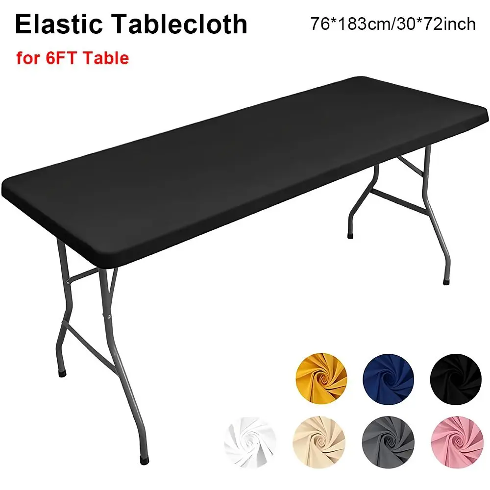 1Pcs Spandex Rectangular Tablecloth Elastic Fitted 6FT Table Cloth Washable Wrinkle Resistant Patio Table Cover