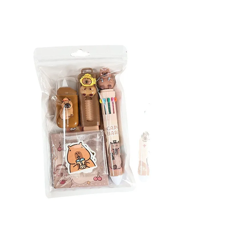 1Set Kawaii Cartoon Capybara Stationery Set Student Learning Stationery Set Cute Stationery School Supplies Gifts for Children - Image 5