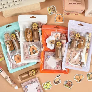 1Set Kawaii Cartoon Capybara Stationery Set Student Learning Stationery Set Cute Stationery School Supplies Gifts for Children