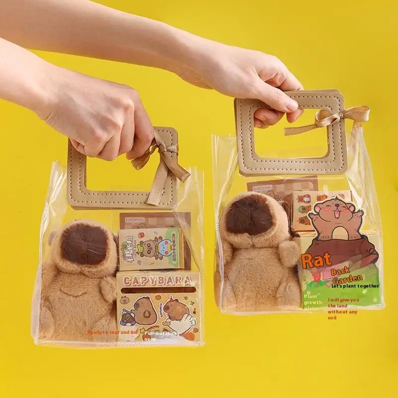 1Set Pen Stickers Notebook Plush Pendants Handbag Final Prizes Stationery Gift Bag For Students Kawaii Capybara Stationery Kit - Image 2