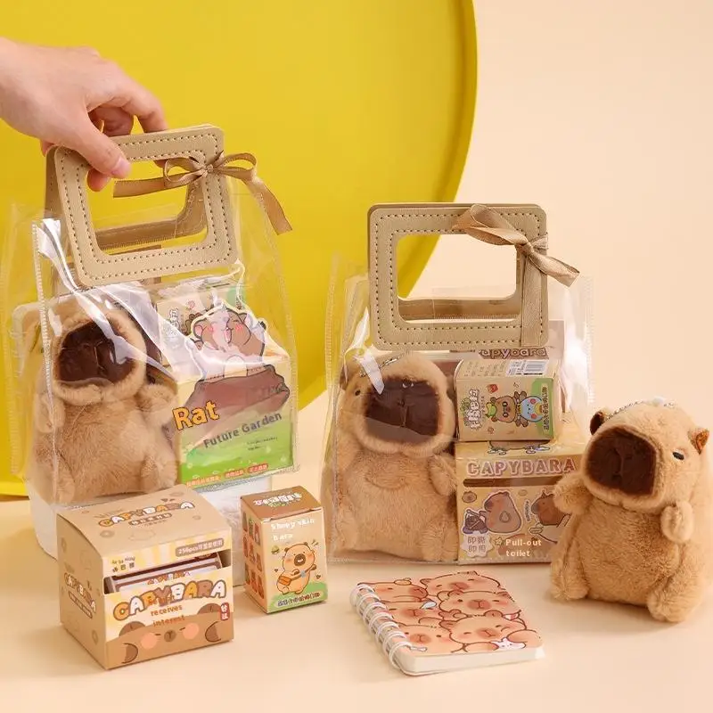 1Set Pen Stickers Notebook Plush Pendants Handbag Final Prizes Stationery Gift Bag For Students Kawaii Capybara Stationery Kit - Image 3