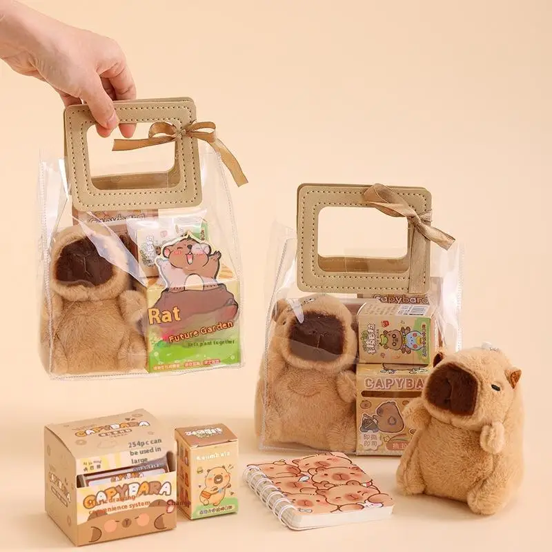 1Set Pen Stickers Notebook Plush Pendants Handbag Final Prizes Stationery Gift Bag For Students Kawaii Capybara Stationery Kit - Image 4