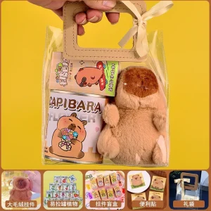 1Set Pen Stickers Notebook Plush Pendants Handbag Final Prizes Stationery Gift Bag For Students Kawaii Capybara Stationery Kit