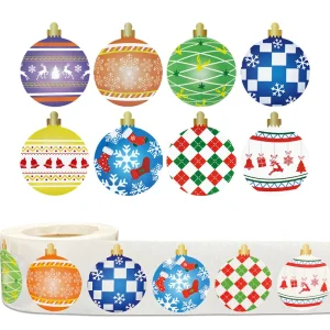 1inch Christmas Gift Box 50-500Pcs Round Labels Christmas Sticker Candy Bag Flower Gift Cake Boxes Packaging New Year Stickers