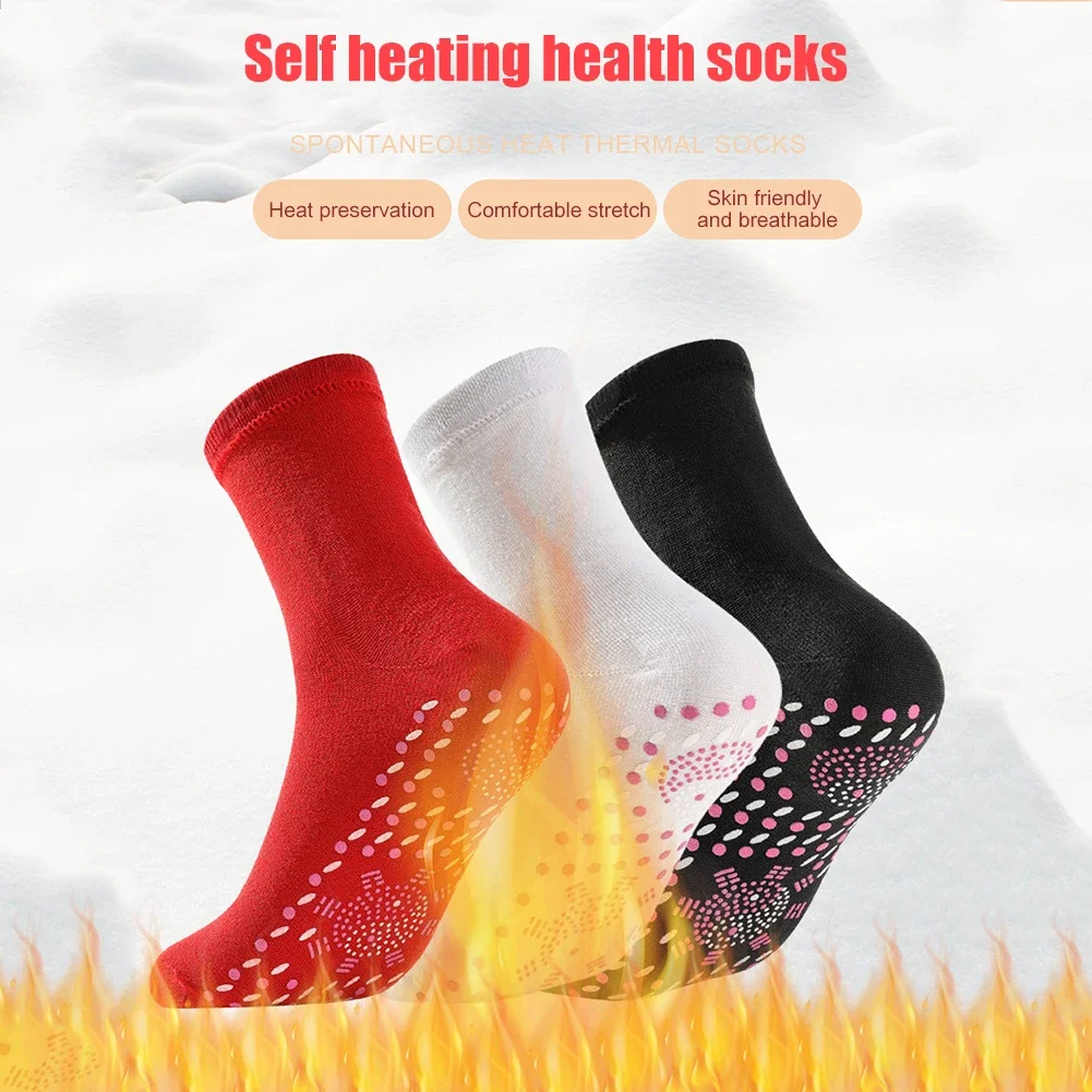 1pair Unisex Winter Warm Self-Heating Health Socks Pain Relief Outdoor Anti-Cold Therapy Magnetic Thermal Stockings Men/Women - Image 2