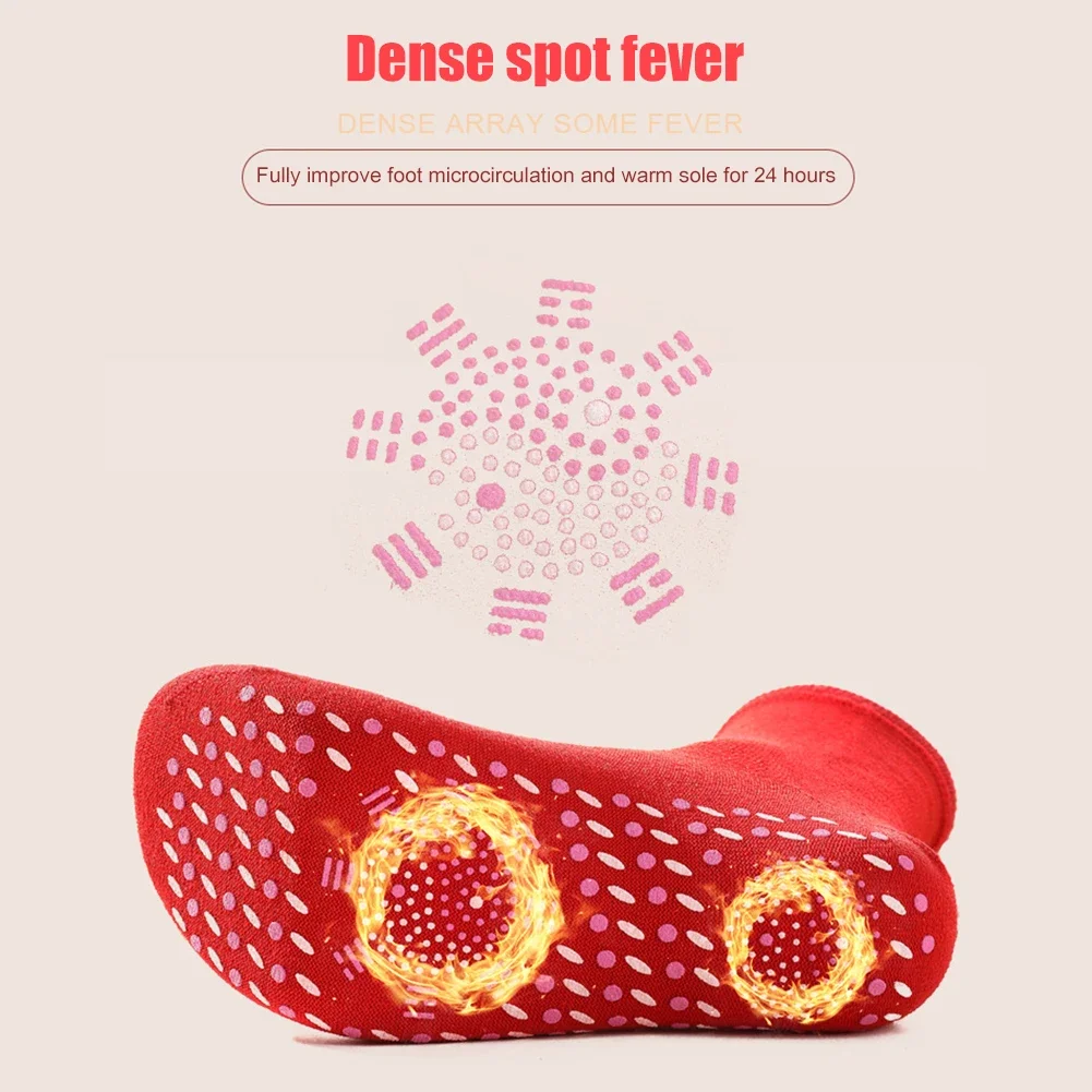 1pair Unisex Winter Warm Self-Heating Health Socks Pain Relief Outdoor Anti-Cold Therapy Magnetic Thermal Stockings Men/Women - Image 3