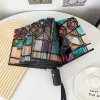 1pc-Korean Transparent Umbrella Folding Automatic Open And Close Umbrella Mori Three-fold Student Sunny Umbrella