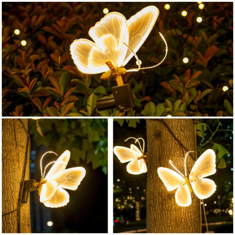 1pc LED Outdoor Simulation Butterfly 30/40cm Dynamic with Stand Butterfly Lights Holiday Party Wedding Home Christmas Decoration - Image 2