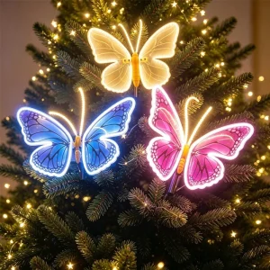 1pc LED Outdoor Simulation Butterfly 30/40cm Dynamic with Stand Butterfly Lights Holiday Party Wedding Home Christmas Decoration