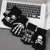 1pcs New Kids Halloween Skeleton Skull Half Finger Luminous Punk Gloves Winter Skull Fingerless Black Mitten