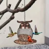 1pcs Owl Shaped Metal Bird Feeder Hanging Wild Bird Food Container for Garden Yard Outdoor Bird Watching Decorative Feeding Tool