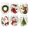 1pcs Wine Glasses Shiny Lead-Proof Christmas Decoration 3D Santa Drink Glass for Tea Juice Cocktail Water Soda Beer Milk