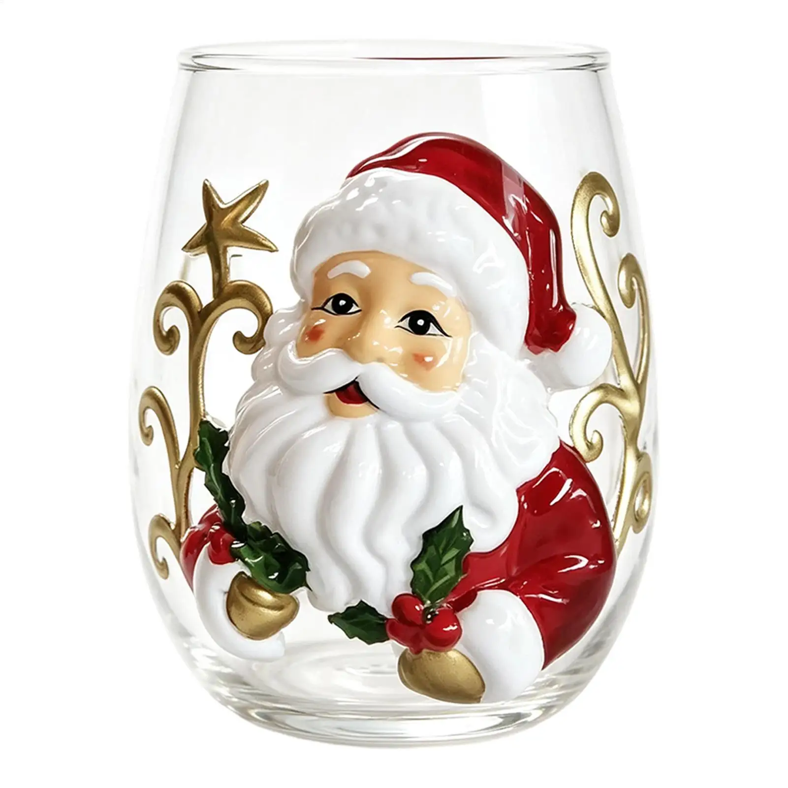 1pcs Wine Glasses Shiny Lead-Proof Christmas Decoration 3D Santa Drink Glass for Tea Juice Cocktail Water Soda Beer Milk - Image 3