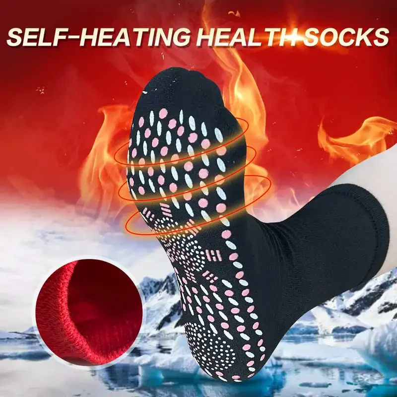 2 Pairs Self-heating Socks Men Women Non-slip Dots Foot Massage Magnetic Therapy Health Warming Fever Socks Winter Relieve Tired - Image 3