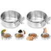 2 Pcs Bird Feeding Cups with Wing Nut Detachable Stainless Steel Bird Food Water Bowls Parrot Feeding Cups Pet Food Water Dish