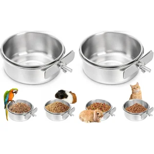 2 Pcs Bird Feeding Cups with Wing Nut Detachable Stainless Steel Bird Food Water Bowls Parrot Feeding Cups Pet Food Water Dish
