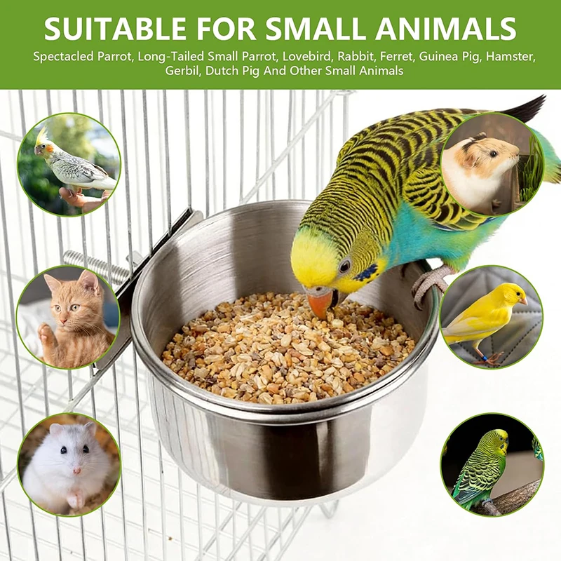 2 Pcs Bird Feeding Cups with Wing Nut Detachable Stainless Steel Bird Food Water Bowls Parrot Feeding Cups Pet Food Water Dish - Image 4
