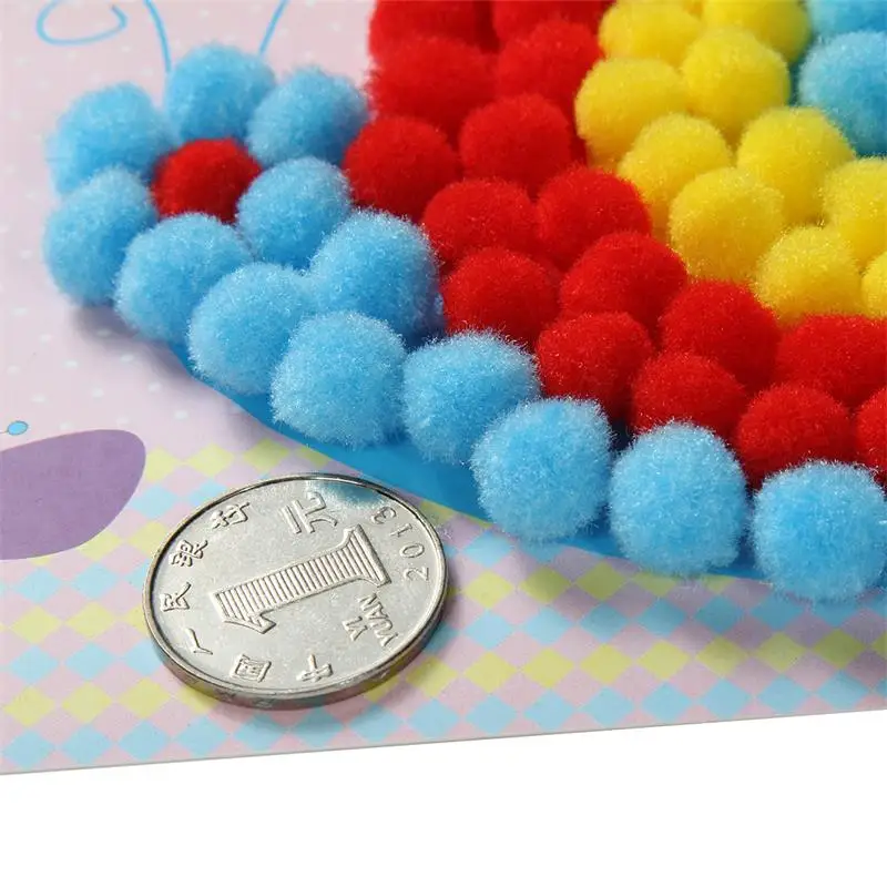2 Pcs/Set Kids Plush Ball Painting Stickers Creative DIY Handmade Material Educational Toys Children Cartoon Puzzles Crafts Toy - Image 3