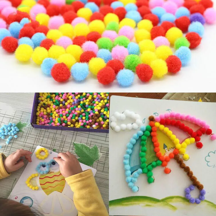 2 Pcs/Set Kids Plush Ball Painting Stickers Creative DIY Handmade Material Educational Toys Children Cartoon Puzzles Crafts Toy - Image 4
