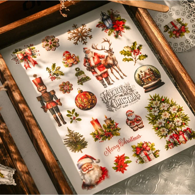 2 Sheet Large Christmas RUB ON Transfer Stickers Junk Journal Collage Snowman Stickers DIY Album Scrapbooking Craft Stickers - Image 2
