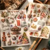 2 Sheet Large Christmas RUB ON Transfer Stickers Junk Journal Collage Snowman Stickers DIY Album Scrapbooking Craft Stickers