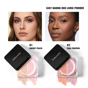 2 in 1 Bake Loose Powder Brightening&Correcting Duo Brightening Correcting Blurred Pores Matte LongLasting Setting Powder Makeup