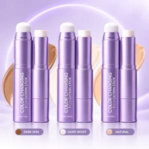 2 in 1 Color Changing Foundation Stick With Brush Ivory White Natural Color Dark Skin Tone Full Coverage Concealer Base Makeup