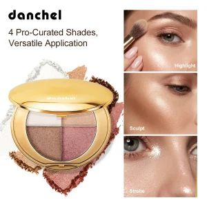 2-in-1 Highlighting Eye & Cheek Palette -Soft Shimmery Tones Blendable Formula All-in-One for Glowing Eye & Cheek Makeup Palette