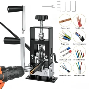 2 in1 Dual Drive Manual Wire Stripper Machine, Hand Crank or Drill Powered, 2-25mm Cable Stripper Machine with Adjustable Wire Stripping,Blade, Detachable Handle, Portable Electric Wire Stripping Tool