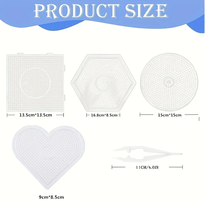 2.6mm Large Clear Plastic Fuse Boards Beads Pegboards Hama Beads Tweezers Creative DIY Jewelry Craft for Kids Craft Beads - Image 4