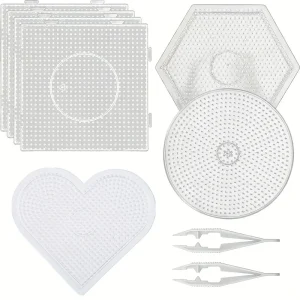 2.6mm Large Clear Plastic Fuse Boards Beads Pegboards Hama Beads Tweezers Creative DIY Jewelry Craft for Kids Craft Beads