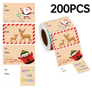 200Pcs Christmas Decor Gift Series Self‑adhesive Sticker Labels Holiday Decoration DIY Sealing Stickers