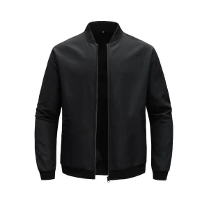 2024 Spring and Autumn New Baseball Collar Short Loose Solid Color Jacket Men's Business Casual Thin Coat Trend