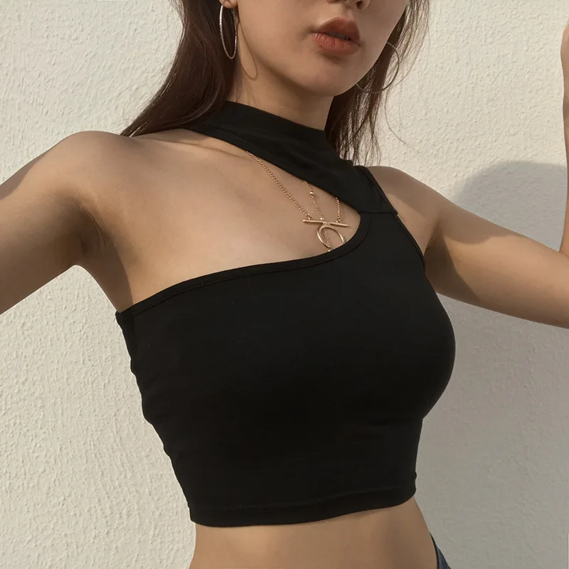 2024 Summer Sleeveless Sexy Women Girls Summer Vest Crop Top Shirt Blouse Casual Slim Black Tanks Hot S M L - Image 4