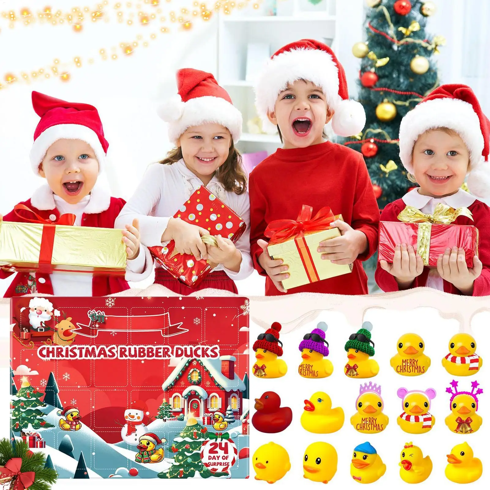 2025 Duck Advent Christmas Calendar 24 Days Advent Bath Toys Countdown Home Decor Holiday Rubber Ducks Ornaments Xmas Gift