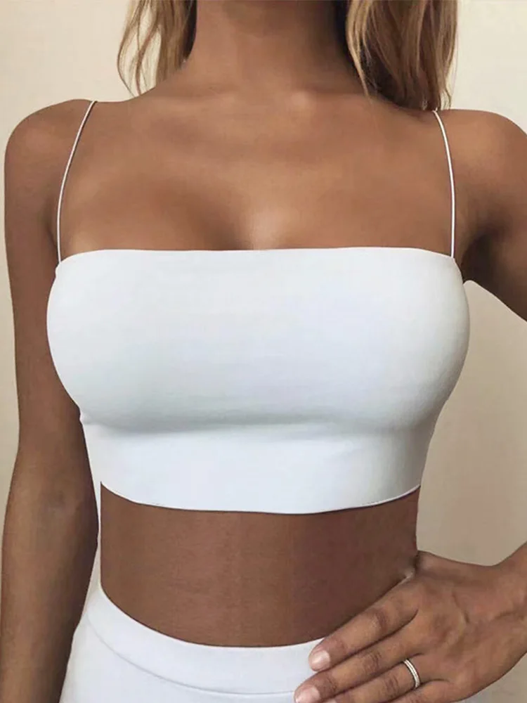 2025 Summer Women's Crop Top Sexy Elastic Cotton Camis sleeveless Short Tank Top Bar