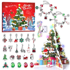 2026 Advent Calender Gift Box DIY Snowman Santa Claus Bracelet Cardboard Xmas Tree Countdown Calendar Box for Girl New Year Gift