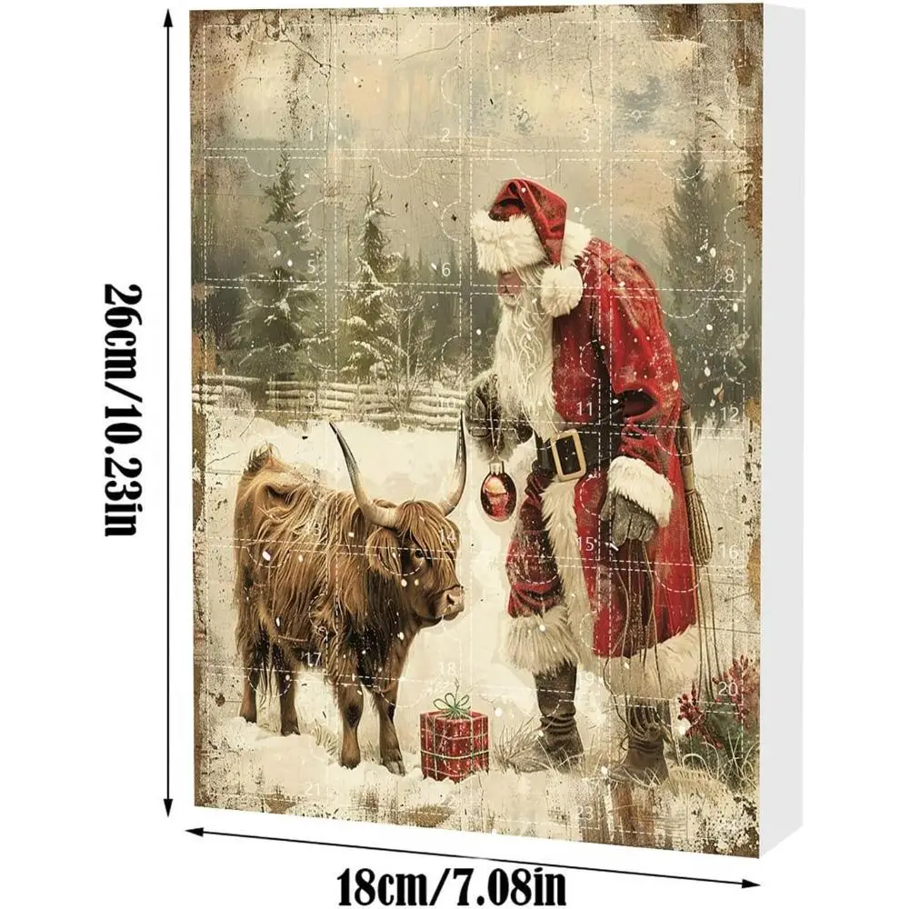 2026 Advent Countdown Calendar Highland Cow, 24 Days Of Christmas Vacation Advent Calendar Pendant, Christmas Tree Cartoon Cow D - Image 3