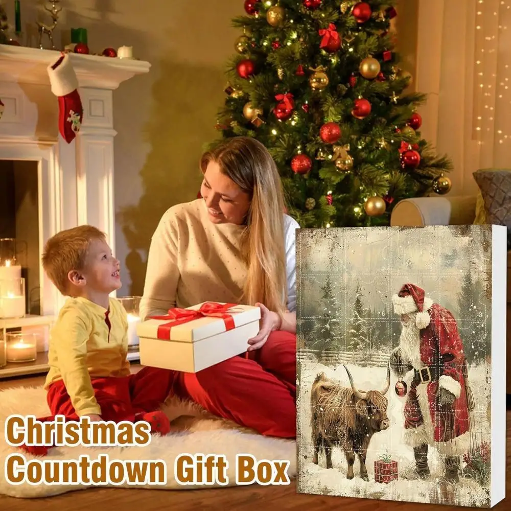 2026 Advent Countdown Calendar Highland Cow, 24 Days Of Christmas Vacation Advent Calendar Pendant, Christmas Tree Cartoon Cow D - Image 4