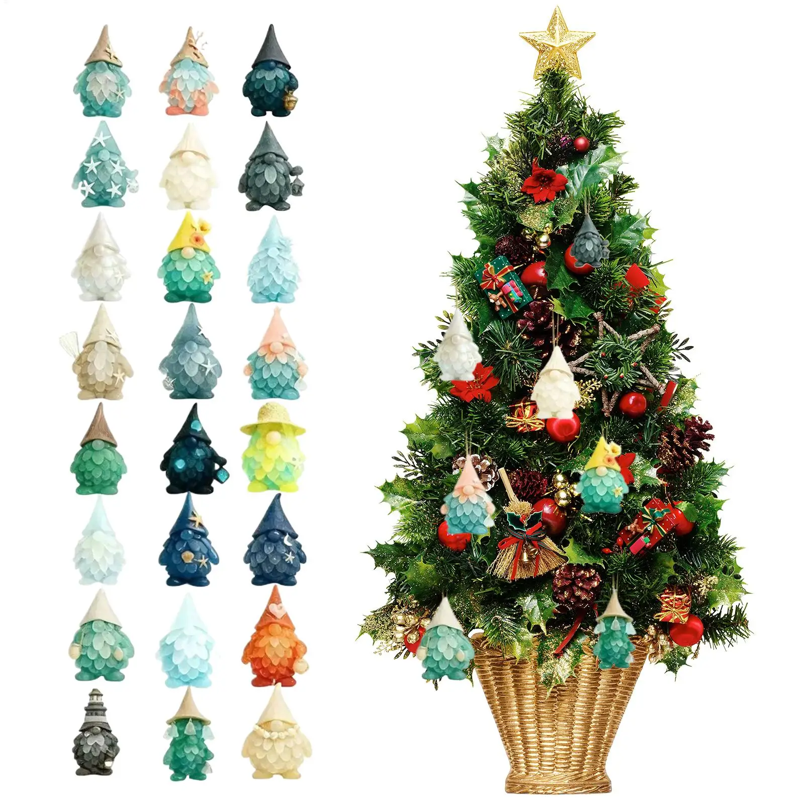 2026 Christmas Advent Calendar 24 Days Sea Glass Gnome 2D Acrylic Ornament Pendant Christmas Countdown Decor Holiday Gift - Image 3