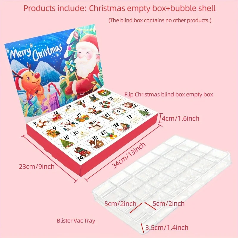 2026 Christmas Advent Calendar Box Merry Christmas Advent Calendar Empty Gift Box Christmas Puzzle Calendar 24 Days DIY Gift Box - Image 2