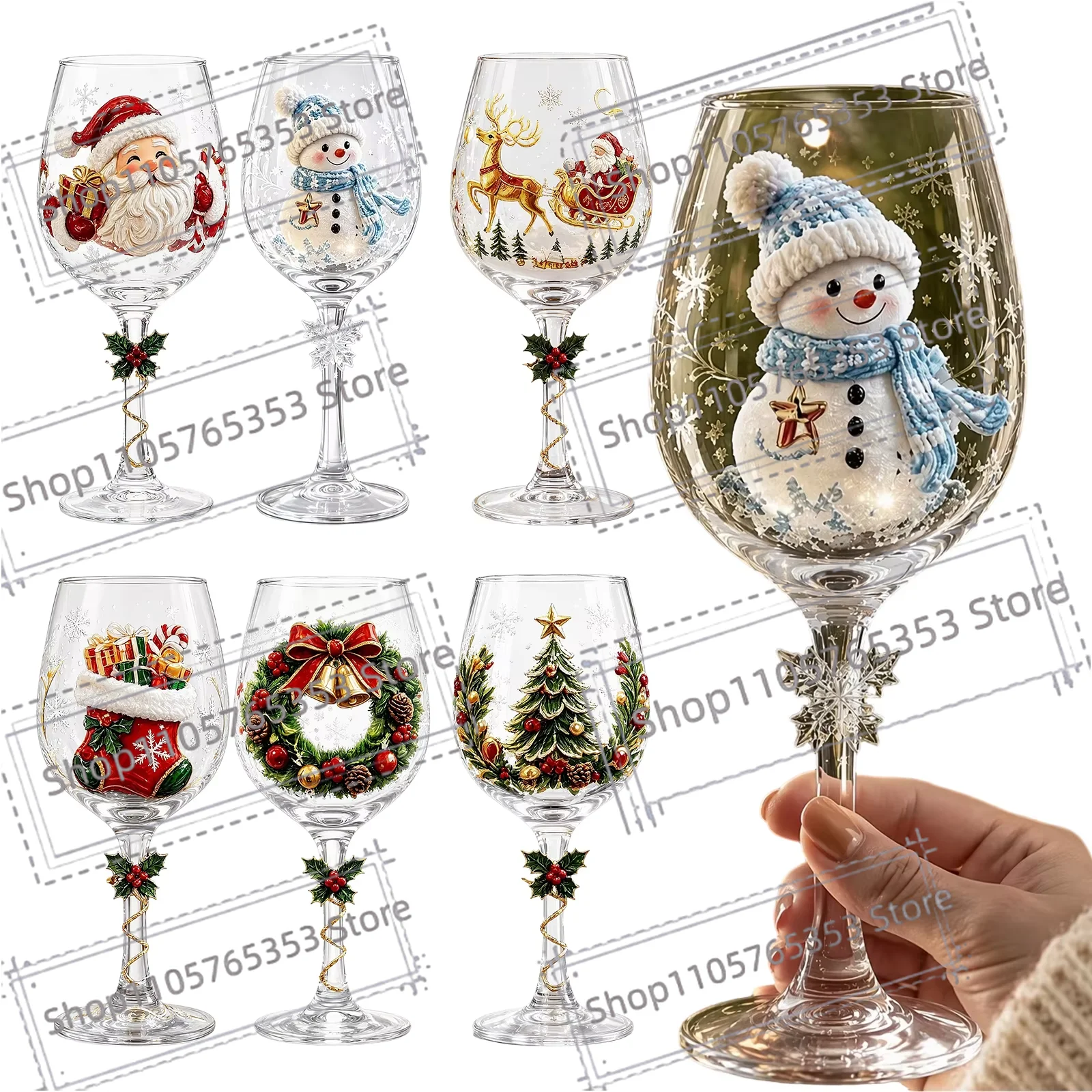 2026 Christmas Snowflake Stemmed Goblet Luxury Art Glassware Winter Holiday Wine Cup Xmas Table Decor Gift Drinking Glasses - Image 2
