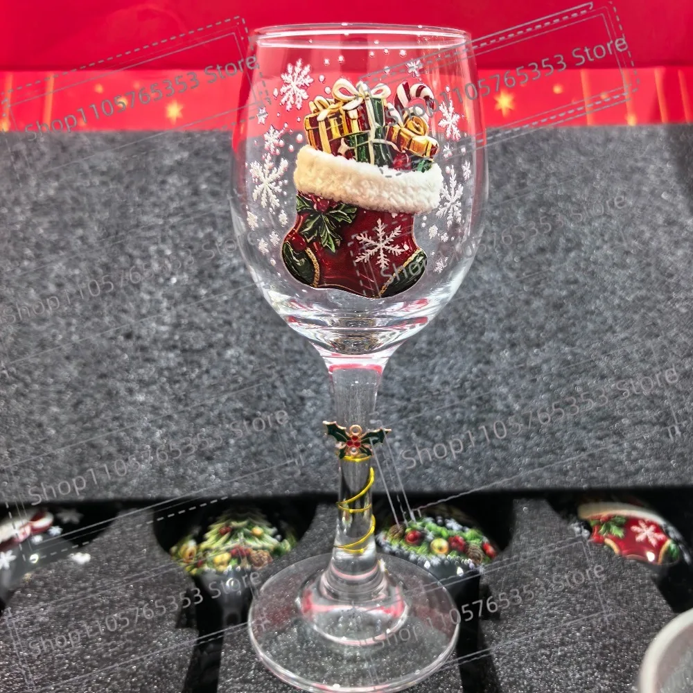 2026 Christmas Snowflake Stemmed Goblet Luxury Art Glassware Winter Holiday Wine Cup Xmas Table Decor Gift Drinking Glasses - Image 5