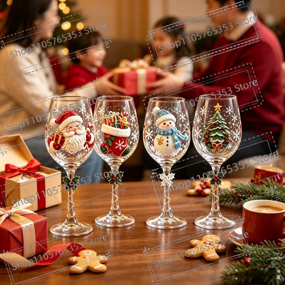2026 Christmas Snowflake Stemmed Goblet Luxury Art Glassware Winter Holiday Wine Cup Xmas Table Decor Gift Drinking Glasses - Image 3