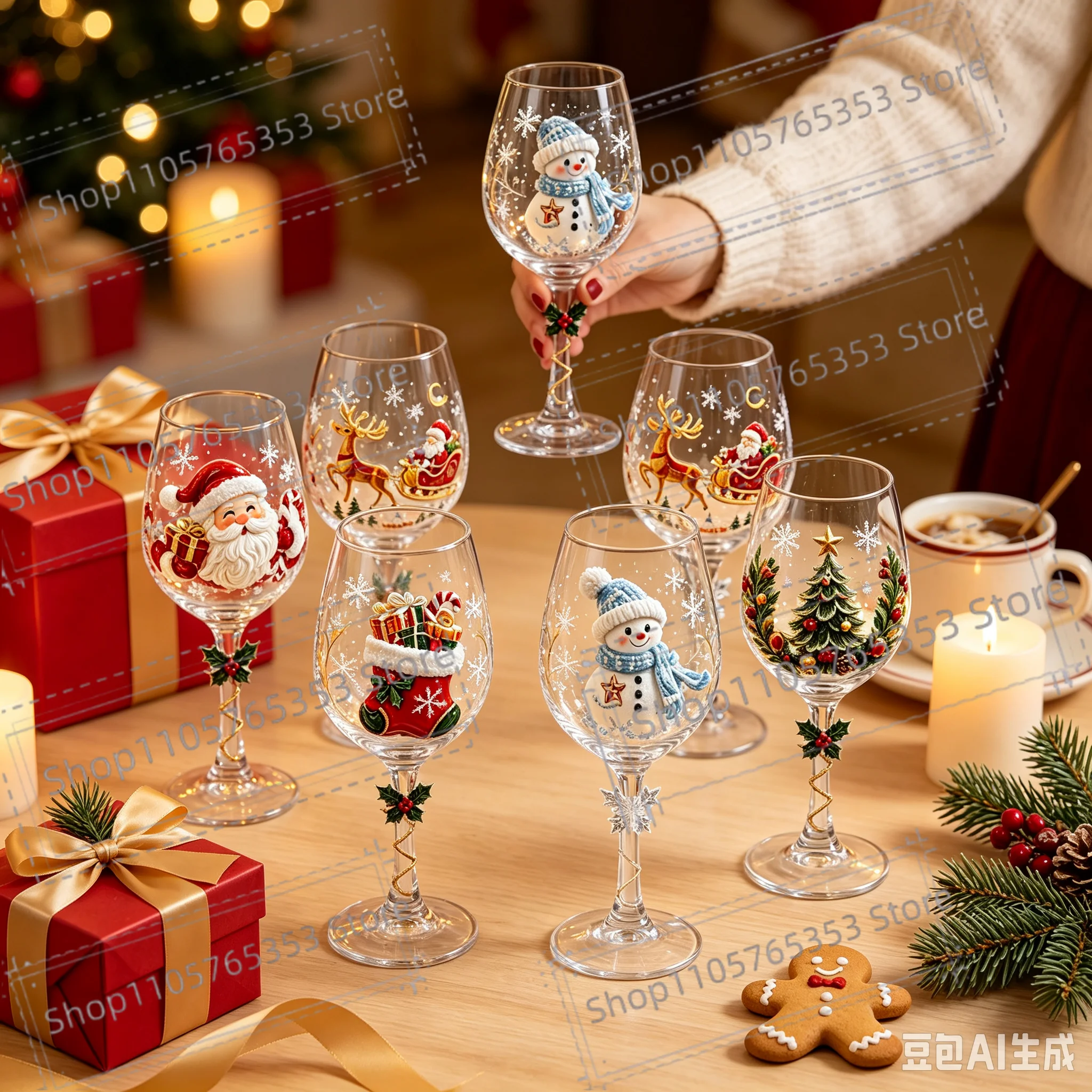 2026 Christmas Snowflake Stemmed Goblet Luxury Art Glassware Winter Holiday Wine Cup Xmas Table Decor Gift Drinking Glasses
