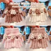 2026 Cute Dog Kids Winter Gloves Soft Faux Mink Velvet Warm Outdoor Knit Full Finger Gloves for Children Boys Girls Cold Weather