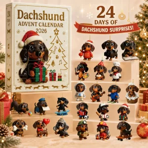 2026 Dachshund Christmas Advent Calendar, 24‑Day Countdown Acrylic Pendant Ornaments, Holiday Surprise Gift Box for Dog Lovers