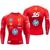 2026 Ferrari Men's Tight T-shirt, Hamilton 44, Outdoor Sports, Racing, Fast Drying, Charles Leclerc 16, Elastic, Long Sleeved