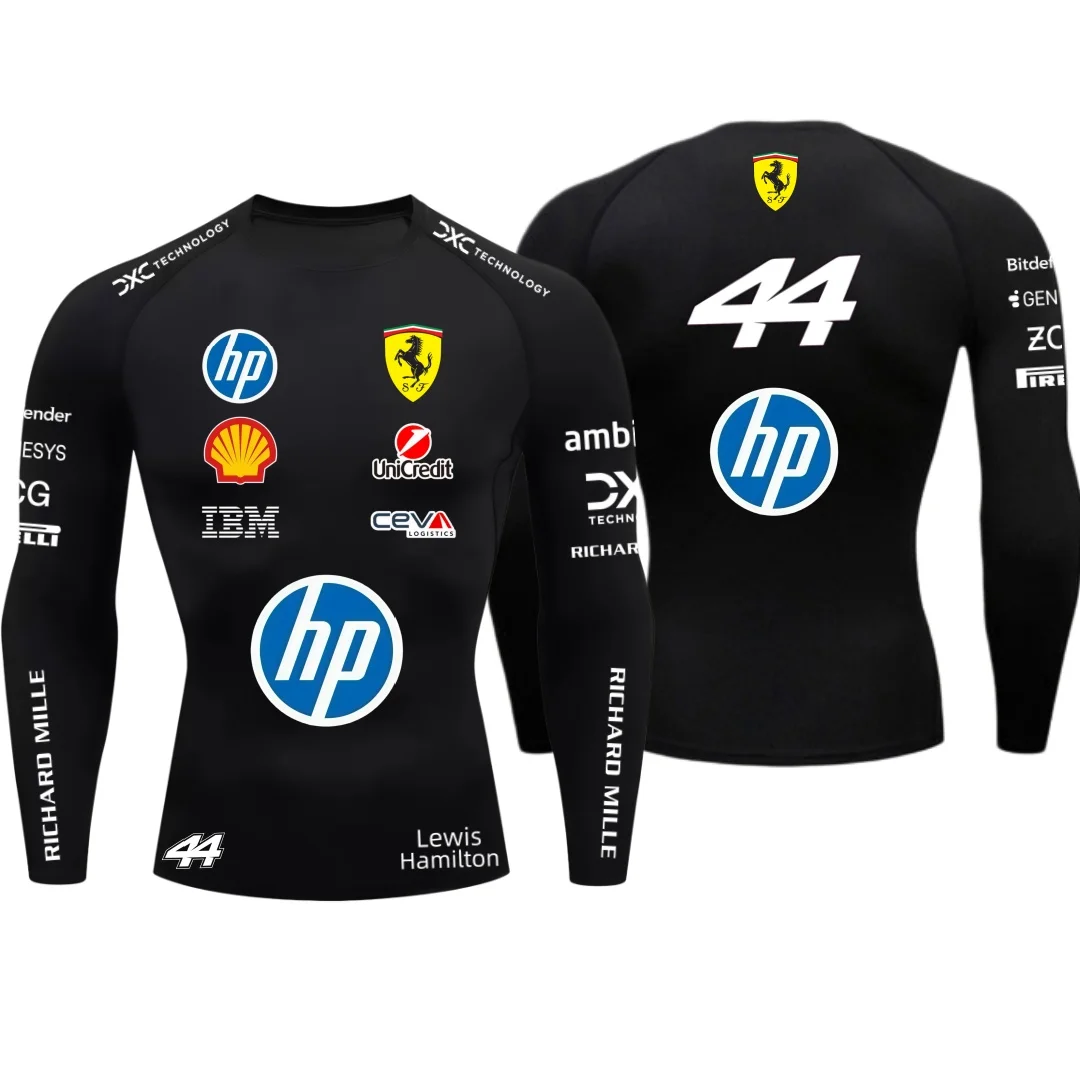 2026 Ferrari Men's Tight T-shirt, Hamilton 44, Outdoor Sports, Racing, Fast Drying, Charles Leclerc 16, Elastic, Long Sleeved - Image 5