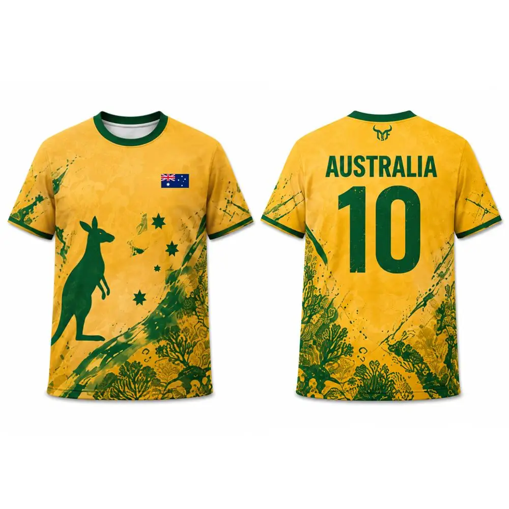2026 New Australia Flag Print Jersey Kangaroo Graphic Fashion Street Casual Tops Men's Outdoor Soccer Training Quick Dry T-shirt - Image 5